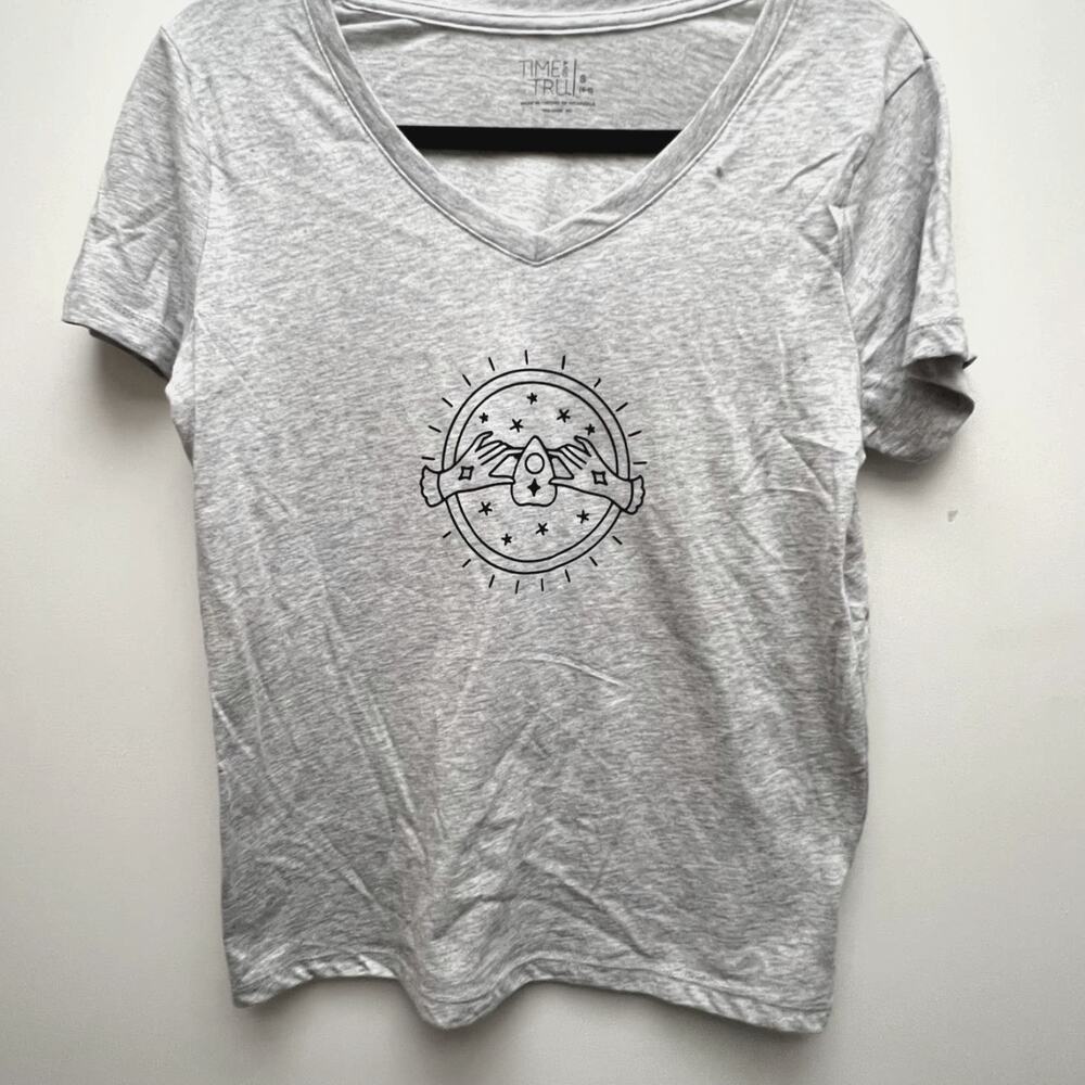 Ouija‎ Board Gray V-Neck T-Shirt Size S Casual Tee